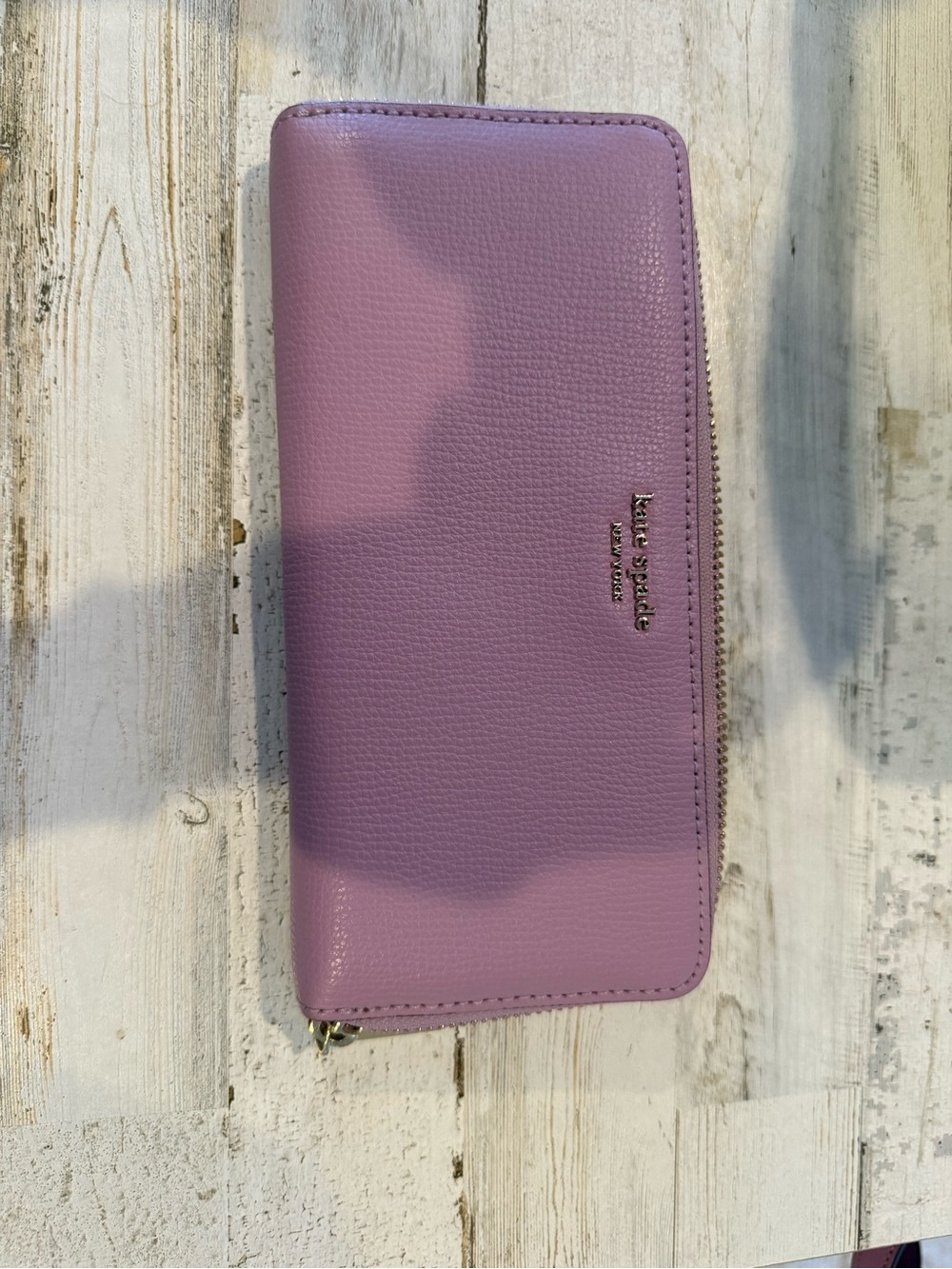 kate spade Lilac Zip-Around Pebbled Leather Wallet